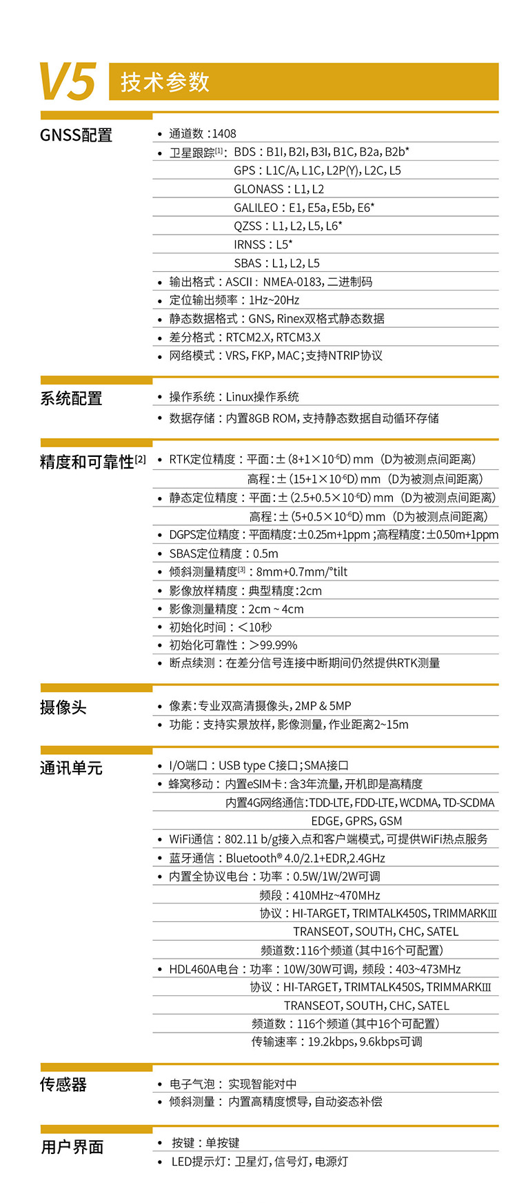 中海達V5影像小碟網(wǎng)絡RTK技術參數(shù)